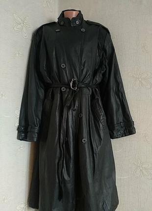 Тренч кожаный двубортный