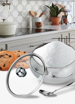 Сахарница maestro mr-1696l с ложкой из нержавеющей стали 560мл