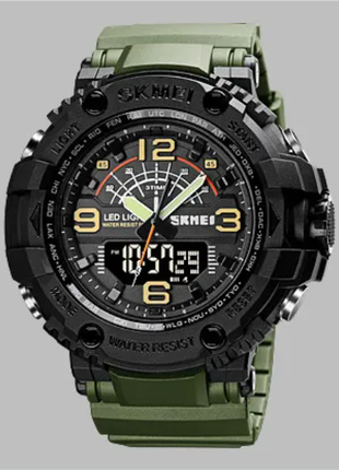 Skmei чоловічі годинники мужские часы нові часи спорт 1617 black green