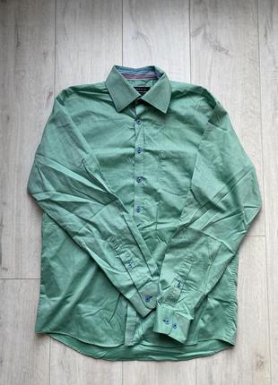 Зеленая мужская рубашка morgan krol fri хлопок m1 фото