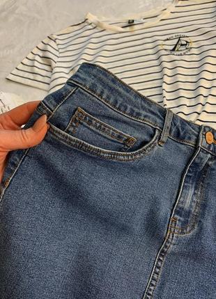 Стрейчевая юбка джинсовая с обрезным низом noisy may7 фото