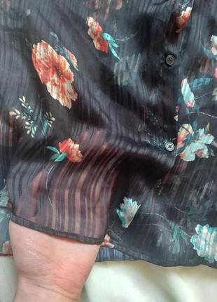 Прозрачная блузка с цветочным принтом zara4 фото