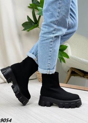 Ботинки, черный, текстиль2 фото