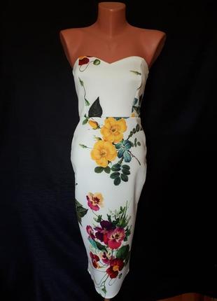 Платье-бюстье в цветочный принт asos (размер 34-36)