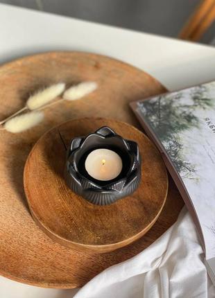 Гипсовый подсвечник лотос, подставка для чайной свечи 4,5 х 9см