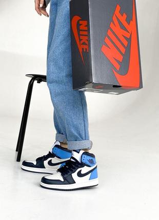 Женские кроссовки nike air jordan 1 mid white blue 365 фото