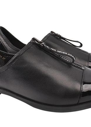 Туфли женские из натуральной кожи, на низком ходу, черные, angelo vani, 39