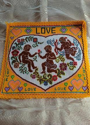 Картина вишита хрестиком "на день святого валентина", ручна робота