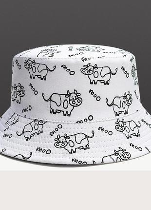 13-14 модна стильна двостороння панама з коровами панамка капелюх корова