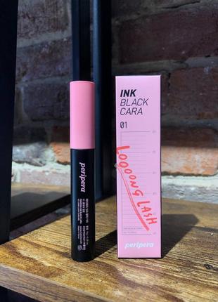 Водостійка туш для вій peripera ink black cara #01 long lash 7 г