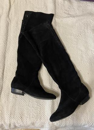Ботфорты замшевые черные