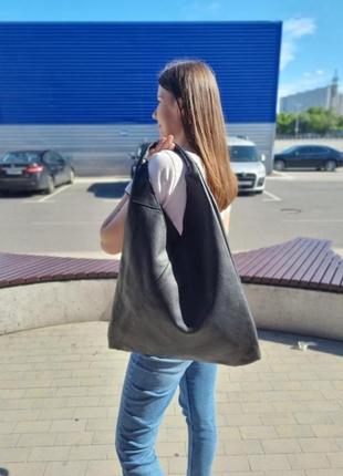 Кожаная сумка-мешок италия 47см