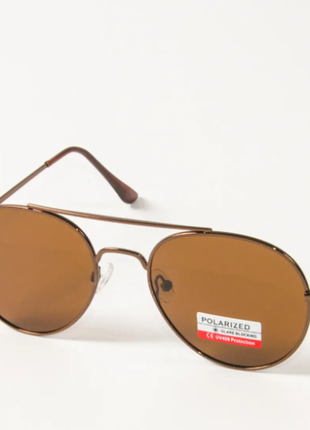 Окуляри поляризаційні сонцезахисні окуляри авіатори коричневі1 фото