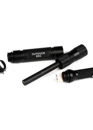 Туристическое огниво edc в алюминиевом герметичном корпусе. черный