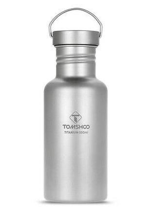 Титановая бутылка tomshoo titanium 600мл. с чехлом. туристическая фляга из титана.