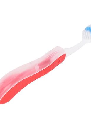 Туристическая зубная щетка. зубная щетка дорожная складная красная.1 фото