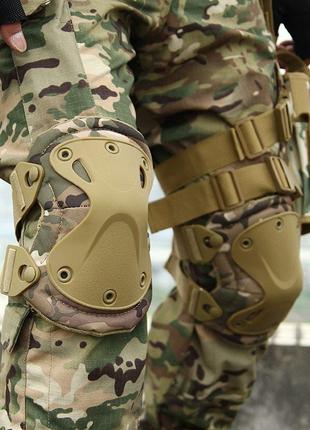 Наколенники и налокотники тактические kms. комплект защиты для ног и рук песочные.4 фото