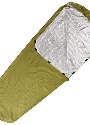 Спальный мешок для экстренной помощи. спасательное одеяло кокон, бивачный мешок зеленый.