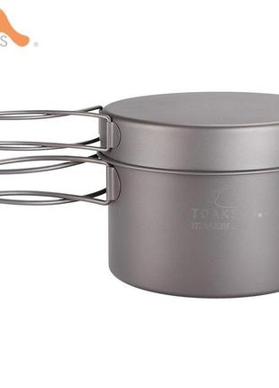 Котелок титановый toaks ckw-1300 набор 2в1 сковородка + котелок titanium 1300ml pot with pan