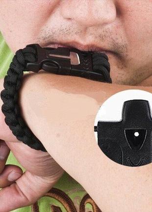 Паракордовый браслет для выживания с огнивом свистком компасом. edc браслет из паракорда зеленый.5 фото