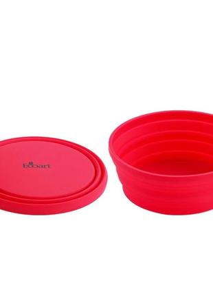 Силиконова складна миска 680 мл. туристична глибока тарілка червона.