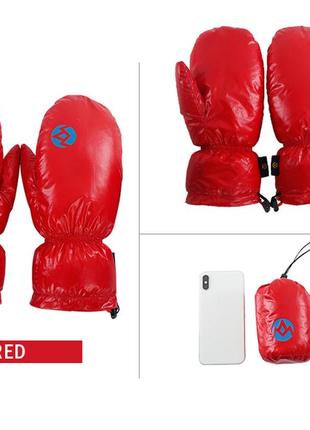Пухові рукавички рукавиці aegismax з гусовим пухом 800 fp зимові рукавиці для кемпінгу червоні.6 фото