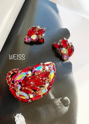 Роскошный комплект брош и клипсы weiss