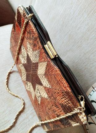 Винтажная кожаная сумка ридикюль клатч кожа змеи питона винтаж eros bag england3 фото