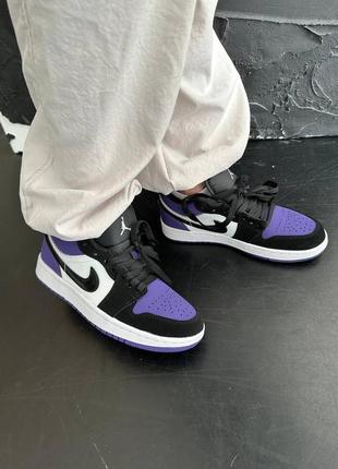 Жіночі шкіряні  фіолетові кросівки chicago air jordan 1 low 🆕 найк джордан