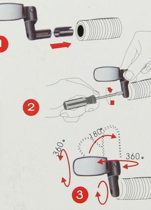 Дзеркало велосипедне в кермо. дзеркало заднього виду в трубу керма, регульована 360 (червоне)8 фото