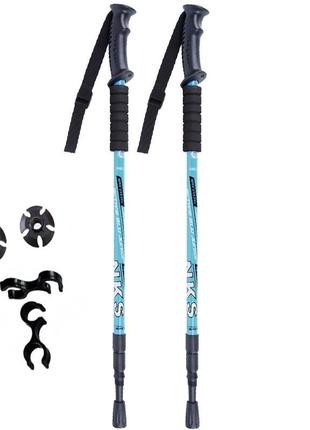 Палки для скандинавской ходьбы fervor fox classic пара (2 шт) трекинговые палки. голубые.