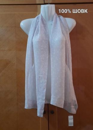 Брендовый новый 100% шелк легкий шарф в горошек от marks &amp; spencer