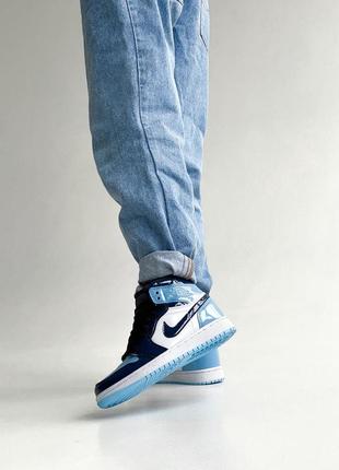 Женские кроссовки nike air jordan 1 mid white blue 36-37-38-39