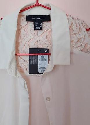 Женская блуза с гипюром, белая.5 фото