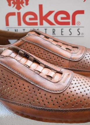 Кожаные летние туфли мокасины слипоны лоферы rieker antistress размер 45