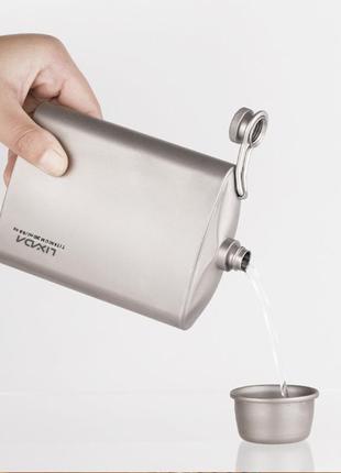 Титановая фляга lixada 260 мл. для алкогольных напитков + 2 рюмки и воронка. фляга,...