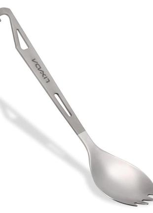 Титановая ложка с крюком lixada (полирующая ) туристическая вилка из титана.