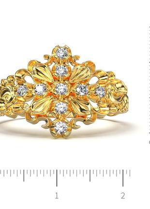 Золотое кольцо с бриллиантами 0,14 карат. желтое золото3 фото