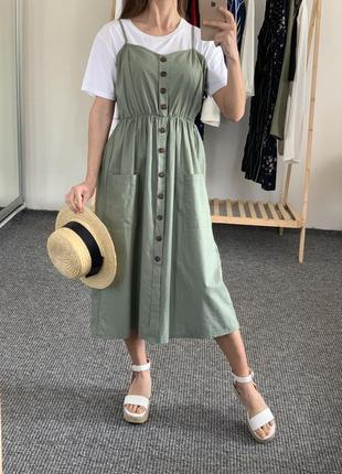 Літнє плаття кольору хакі 38-40