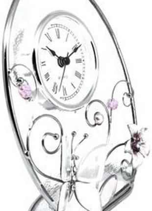 Кварцевые настольные часы "колокольчики и зеркальная бабочка" charme de femme 320-ck, прозрачный матовый3 фото