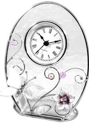 Кварцевые настольные часы "колокольчики и зеркальная бабочка" charme de femme 320-ck, прозрачный матовый2 фото