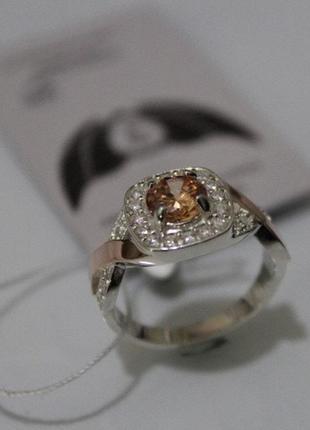 Серебряное кольцо с золотом и фианитами ch00152 фото