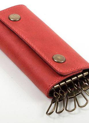 Красная женская ключница из натуральной кожи dnk leather5 фото
