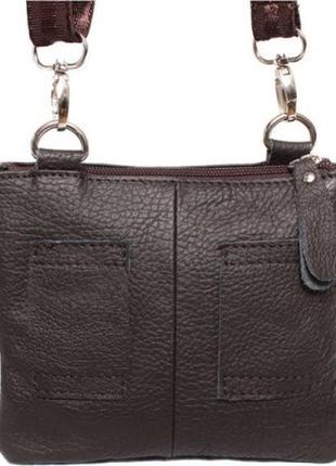 Красивая кожаная мужская сумка 300152, коричневая2 фото