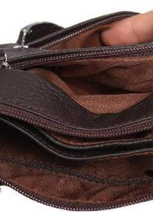 Красивая кожаная мужская сумка 300152, коричневая5 фото