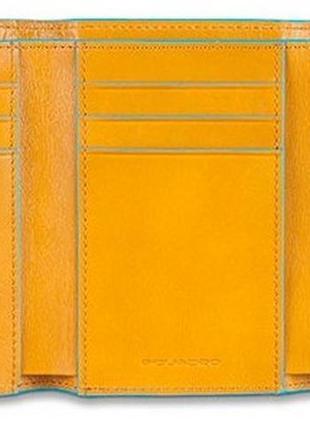 Яркий кожаный кошелек piquadro с отделениями для 6 кред.карт pd3412b2_g желтый