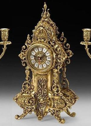 Завораживающие настольные часы с канделябрами на 4 свечи virtus 5160-4052  золотистый1 фото