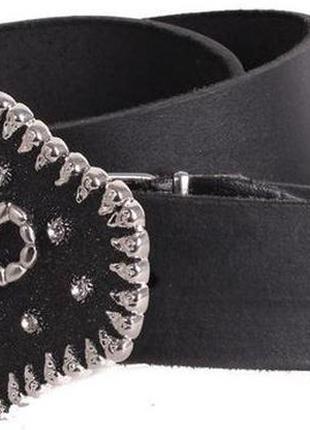 Кожаный женский ремень под джинсы dori х4 см, черный2 фото