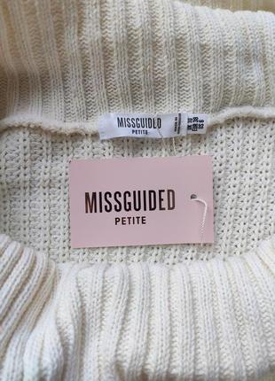 Джемпер женский свитер вязаный кроп топ с открытыми плечами бежевый missguided petite9 фото