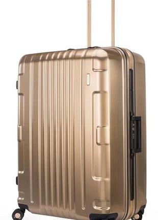 Пластиковый чемодан-гигант, 4-колесный 102 л.kozmos interlock/metal gold lojel lj-cf1375-2l_g, золотистый